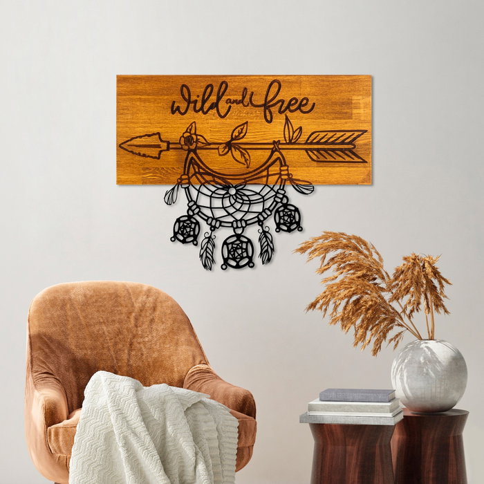 Wallity Wild and Free Escultura de pared de madera y metal Nogal y negro
